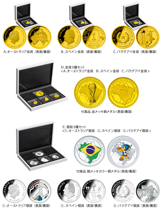 【12月スーパーSALE 15％OFF】 2014FIFAワールドカップブラジル大会公式記念コイン 銀貨3種セット アンティーク/コレクション